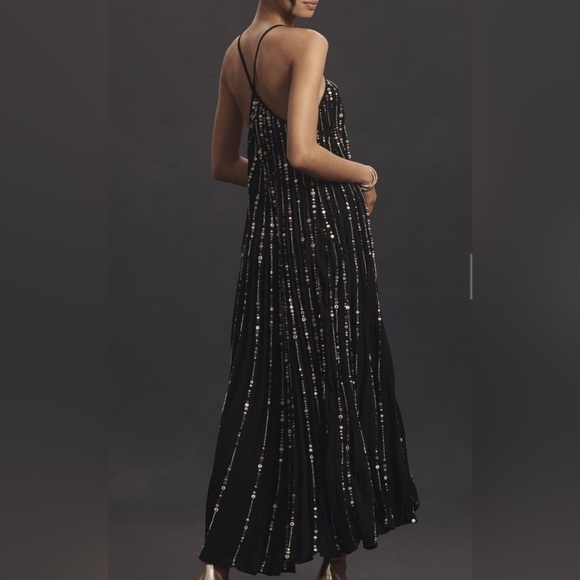 NWT Farm Rio V Neck Sequins Slip Maxi Dress Women Size M In Black Sleeveless - Picture 17 of 17